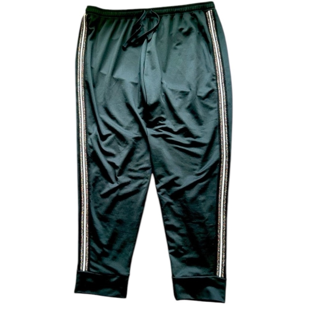Womens 2X Black Pro Player Stretch Sparkle Trim  Athletic Pants